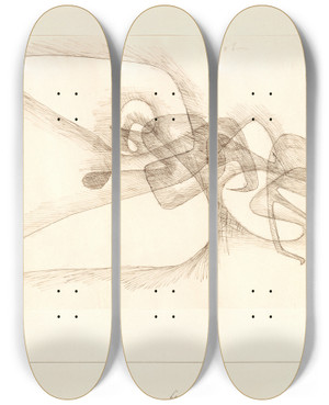 Triptych art skateboard deck of Paul Klee Vibrant by Paul Klee (1879-1940)