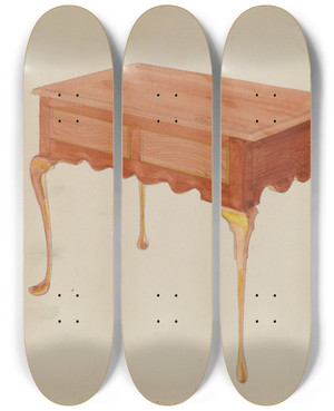 Triptych art skateboard deck of American 20Th Century Rectangular Serving Table by American 20Th Century