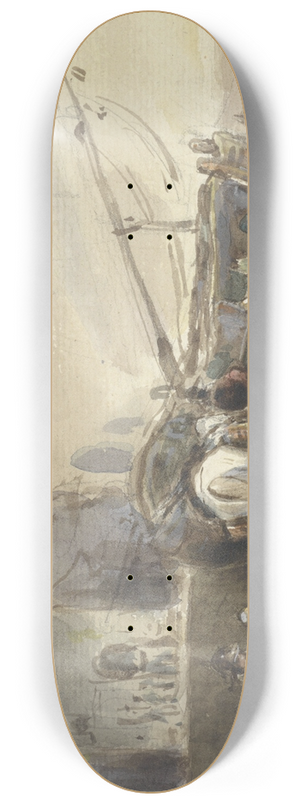 Herman Frederik Carel Ten Kate - Strandgezicht met boten en vissers 8.25 inch art skate deck