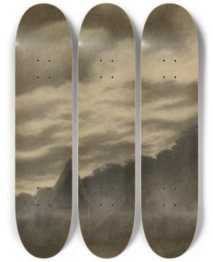 Triptych art skateboard deck of Sam Dmann Cloud by Sam dmann (1872-1902)