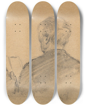 Triptych art skateboard deck of Gustav Wentzel Figure Study_3 by Gustav Wentzel (1859-1927)