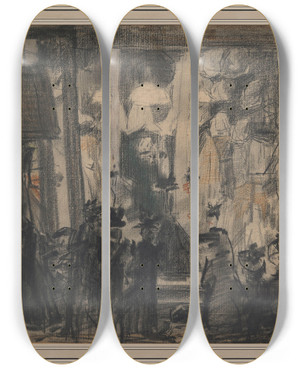 Triptych art skateboard deck of Isaac Israls Shopwindow by Isaac Israels (1865-1934)