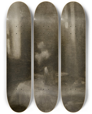 Triptych art skateboard deck of Eugne Carriere Interior With A Vase by Eugene Carriere (1849-1906)