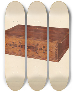 Triptych art skateboard deck of Francis Borelli Desk Box by Francis Borelli
