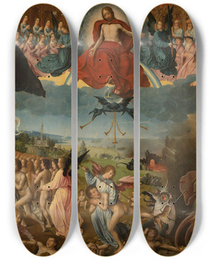 Triptych art skateboard deck of Jan Provost The Last Judgment by Jan Provost (1460-1529)