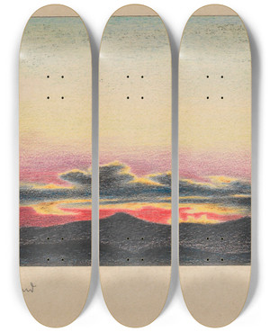 Triptych art skateboard deck of Karl Wiener Herbstabend by Karl Wiener (1901-1949)
