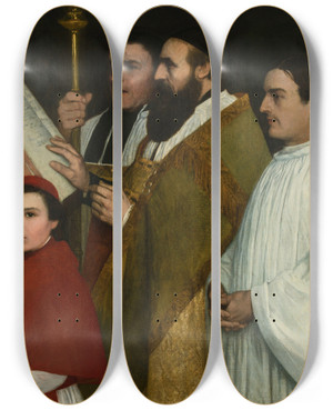 Triptych art skateboard deck of Alphonse Legros Le Lutrin by Alphonse Legros (1837-1911)