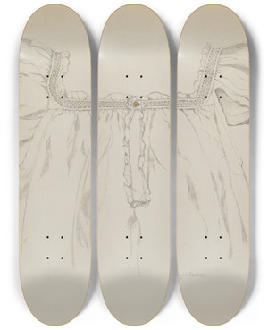 Triptych art skateboard deck of Gladys C Parker Chemise by Gladys C Parker