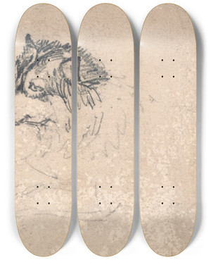 Triptych art skateboard deck of James Ward Arctic Dog Facing Left by James Ward (1769-1859)