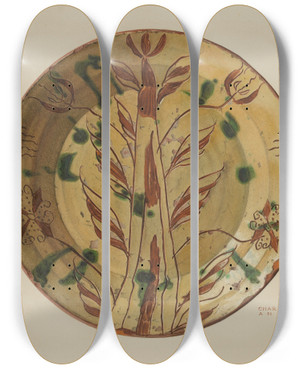 Triptych art skateboard deck of Charlotte Angus Dish by Charlotte Angus (1911-1989)