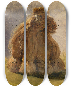 Triptych art skateboard deck of Friedrich August Matthias Gauermann Strohmandeln by Friedrich August Matthias Gauermann (1807-1862)