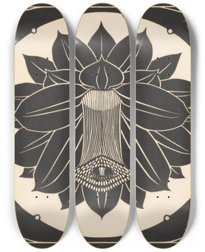 Triptych art skateboard deck of Julie De Graag Bloem by Julie de Graag (1877-1924)