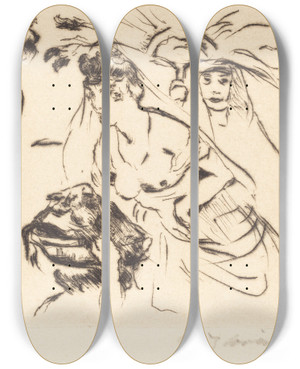 Triptych art skateboard deck of Lovis Corinth Salome by Lovis Corinth (1858-1925)