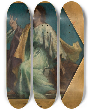 Triptych art skateboard deck of Jules Elie Delaunay Daniel by Jules Elie Delaunay (1828-1891)