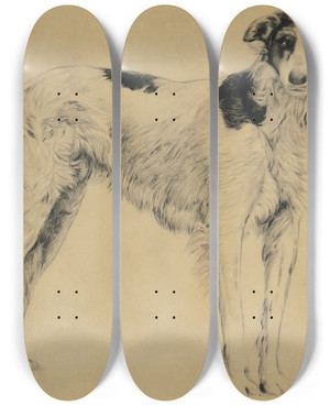 Triptych art skateboard deck of Viktor Olgyai Ivn by Viktor Olgyai