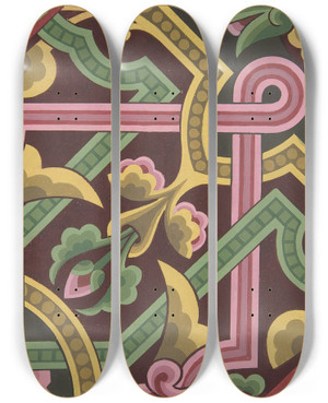 Triptych art skateboard deck of Christopher Dresser Design Drawing_14 by Christopher Dresser (1834-1904)