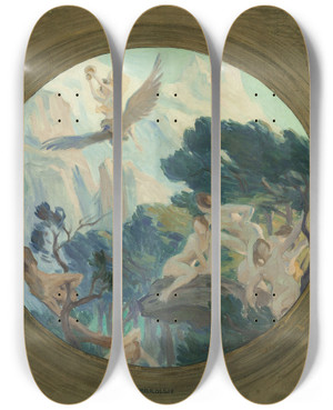 Triptych art skateboard deck of Victor Emile Prouv Lambroisie_1 by Victor Emile Prouve (1858-1943)