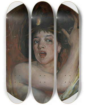 Triptych art skateboard deck of Ernst Josephson Dynamite by Ernst Josephson (1851-1906)
