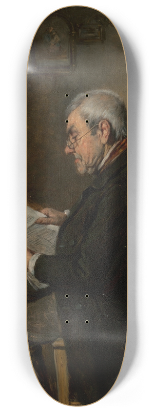 Hermann Kern - A gentleman reading a newspaper 8.25 inch art skate deck