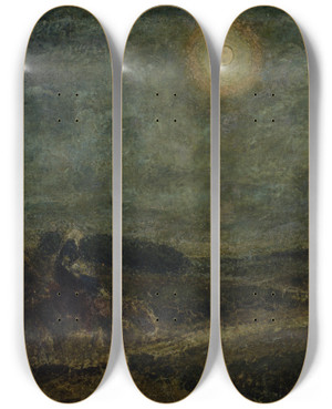 Triptych art skateboard deck of Henry Ossawa Tanner Flight Into Egypt by Henry Ossawa Tanner (1859-1937)