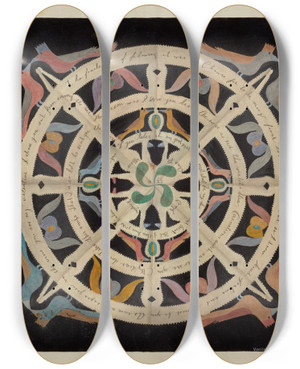 Triptych art skateboard deck of Vincent P Rosel Valentine_2 by Vincent P Rosel
