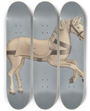 Triptych art skateboard deck of Henry Murphy Carousel Horse_1 by Henry Murphy