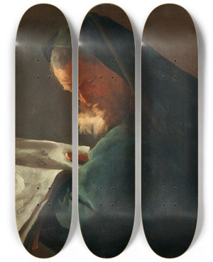 Triptych art skateboard deck of Giuseppe Antonio Petrini Saint Mark by Giuseppe Antonio Petrini (1677-1755)