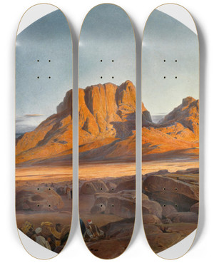 Triptych art skateboard deck of Edward Lear Mount Sinai by Edward Lear (1812-1888)