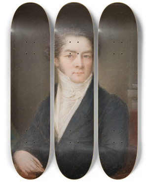 Triptych art skateboard deck of Anders Gustaf Andersson Selfportrait by Anders Gustaf Andersson