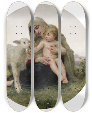 Triptych art skateboard deck of William Bouguereau La Vierge Lagneau by William Bouguereau (1825-1905)