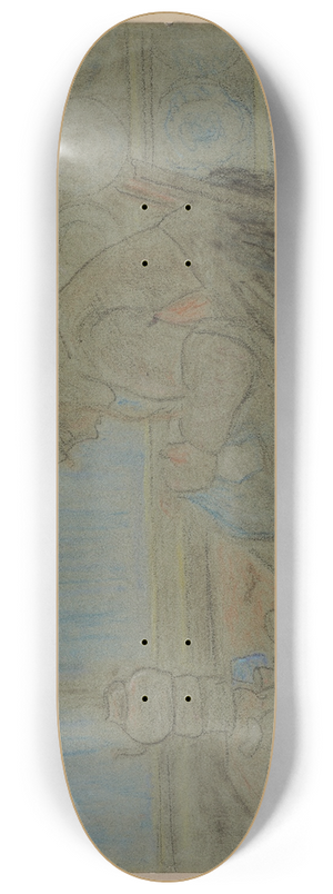 Hermann Lismann - Frau im Profil nach links bei der Handarbeit, in der Kche sitzend 8.25 inch art skate deck