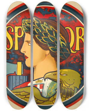 Triptych art skateboard deck of Edwin Howland Blashfield Spqr by Edwin Howland Blashfield (1848-1936)