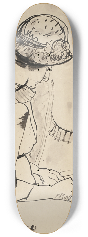 Hermann Lismann - Lesende Frau im Profil nach rechts 8.25 inch art skate deck