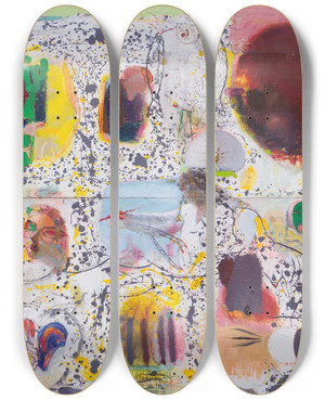 Triptych art skateboard deck of Tiit Psuke Enesekeskne by Tiit Paasuke (1941)
