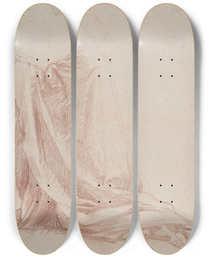 Triptych art skateboard deck of Alexandre Laemlein Kneeling Prelate by Alexandre Laemlein (1813-1871)