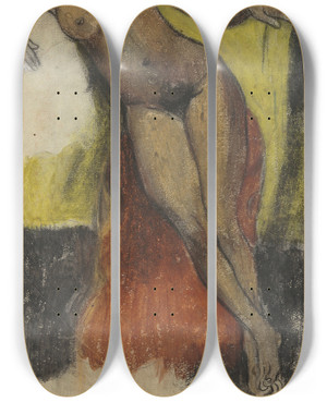 Triptych art skateboard deck of Paul Gauguin Study For Aita Tamari Vahine Judith Te Parari by Paul Gauguin (1848-1903)