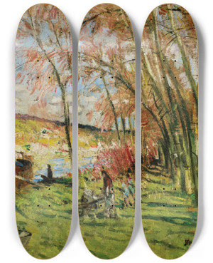 Triptych art skateboard deck of Pierreeugne Montzin Les Grands Peupliers by Pierre-Eugne Montzin (1874-1946)