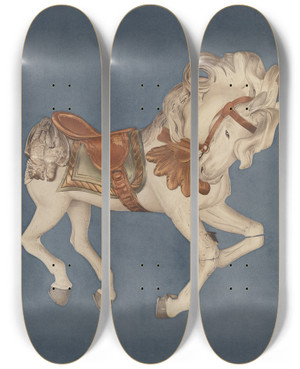 Triptych art skateboard deck of Henry Murphy Carousel Horse_2 by Henry Murphy