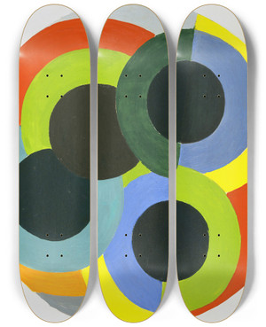 Triptych art skateboard deck of Robert Delaunay Disks by Robert Delaunay (1885-1941)