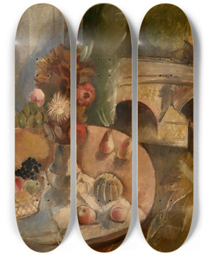 Triptych art skateboard deck of Charles Dufresne Still Life by Charles Dufresne (1876-1938)
