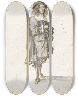 Triptych art skateboard deck of Gilles Neyts Staande Man by Gilles Neyts