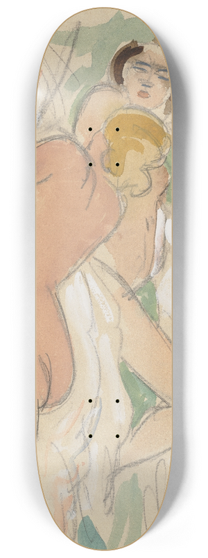 Hermann Lismann - Two reclining female nudes 8.25 inch art skate deck