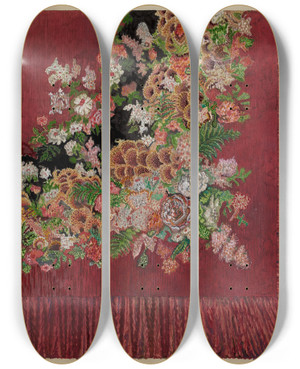 Triptych art skateboard deck of Albert Eyth Table Cover Chenille by Albert Eyth (20-)