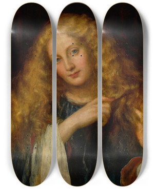 Triptych art skateboard deck of George Frederic Watts Undine by George Frederic Watts (1817-1904)