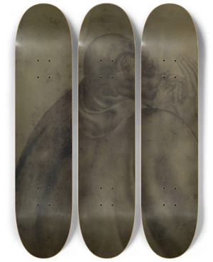 Triptych art skateboard deck of Gustave Van De Woestijne Saint Bernard by Gustave Van De Woestijne (1881-1947)