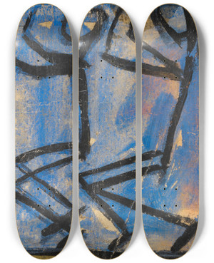 Triptych art skateboard deck of Egon Schiele Zwei Strichmnnchen by Egon Schiele (1890-1918)