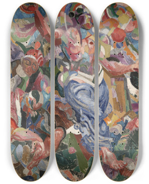 Triptych art skateboard deck of James Henry Daugherty Muraldecoration by James Henry Daugherty (1889-1974)