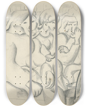 Triptych art skateboard deck of Kontantn Bauer Tdia Troch Ien by Konstantin Bauer (1893-1928)