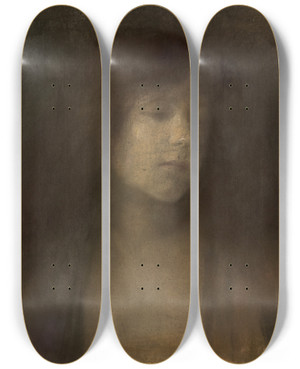 Triptych art skateboard deck of Susanne Renate Granitsch Studienkopf by Susanne Renate Granitsch (1869-1946)