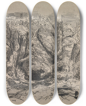 Triptych art skateboard deck of John Middleton A Path Through The Wood by John Middleton (1827-1856)